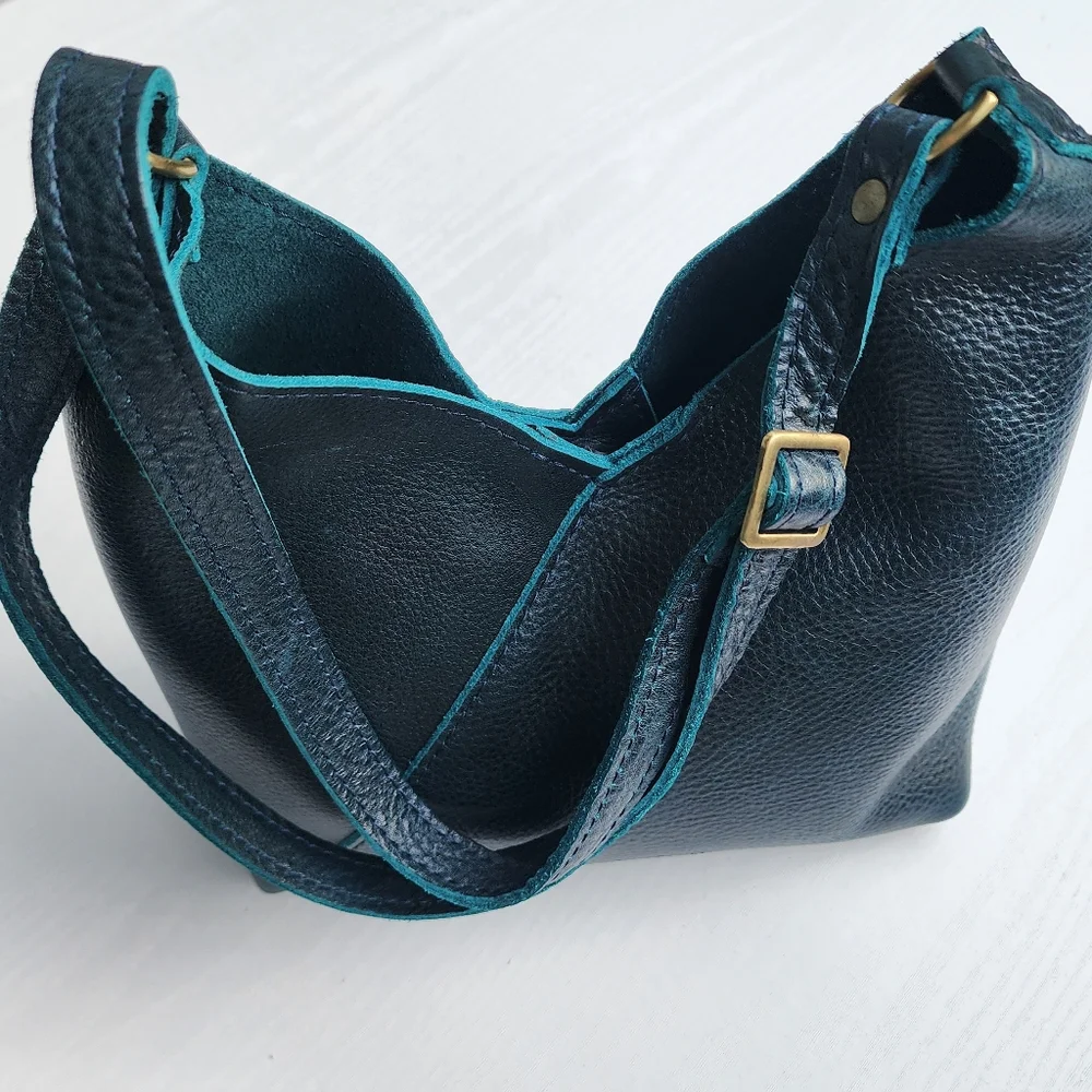 Portland Leather Goods Small Naomi In Boreal Teal Green Shoulder Bag - Picture 3 of 10